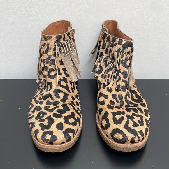 Kate Spade New York Saks Fringe Leopard Betsie Calf Hair Ankle Boots 9 - Picture 2 of 9